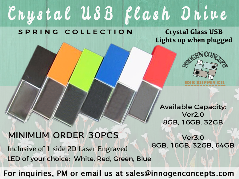 Colored crystal usb flash drive